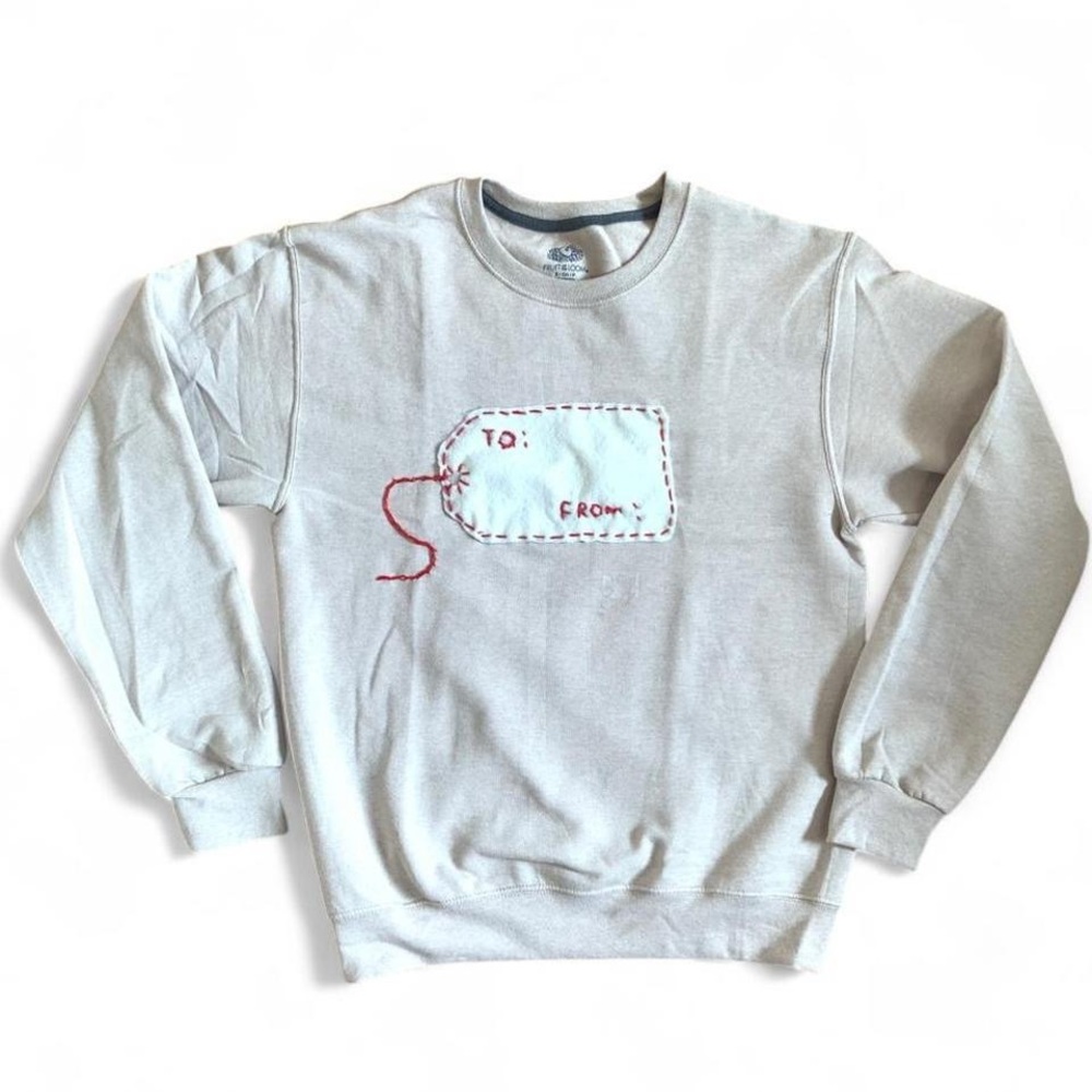 Fruit of the Loom Light cream Crewneck ugly Christmas sweater